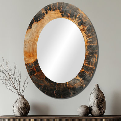 Ant Group Working On Their Anthills I - Gold Modern Oval Wall Mirror