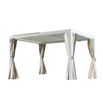 10x12 FT Outdoor Louvered Pergola with Adjustable Louvers