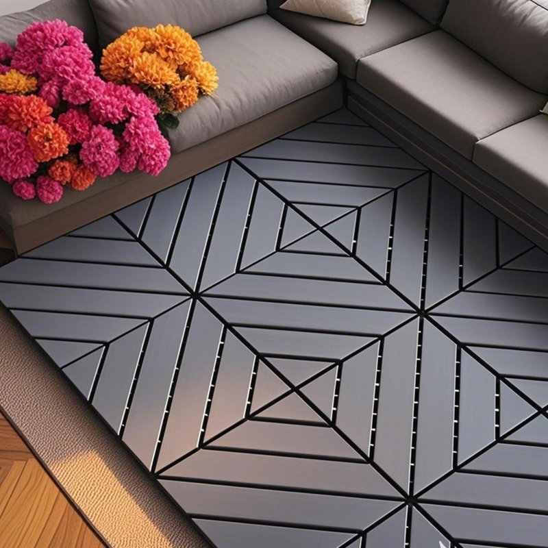 44 Pack 30.5 cm x 30.5 cm Interlocking Deck Tiles, Weatherproof Low Maintenance Plastic Tiles, Dark Grey