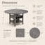 Table de comptoir ronde / carrée transformable avec rangement intelligent et plateau tournant - finition chêne gris