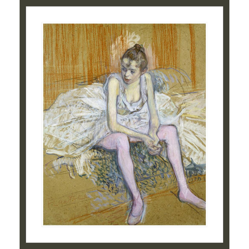 Une danseuse assise avec des bas par Henri de Toulouse-Lautrec, impression giclée encadrée, H 39,76 po x l 33,5 po