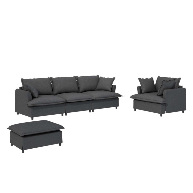 Module de canapé simple surdimensionné de 37 pouces pour canapés modulaires modulaires, fauteuil à accoudoirs larges avec coussins, canapé rembourré moderne et confortable pour salon, appartement et chambre à coucher
