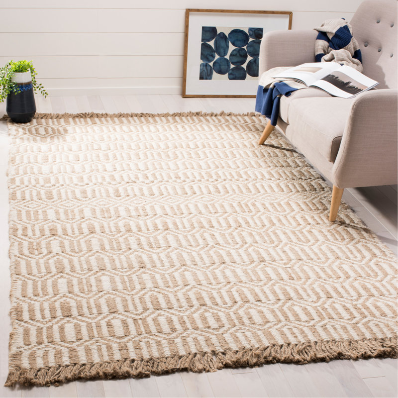 Oakland Fiber Hand Woven Jute Geometric Rug, Rectangle 5' x 8'