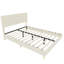 Structure de lit plateforme tapissier avec tête de lit, structure de lit plateforme à profil bas avec support en lattes de bois, aucun sommier nécessaire, beige, grand-1040869946