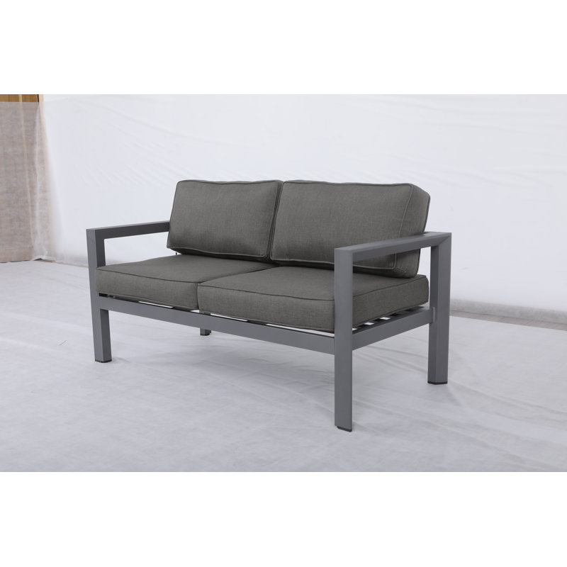 Causeuse de patio avec coussins Abygayle, Gris anthracite