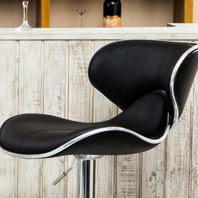 Siège réglable en similicuir noir avec mousse confortable, pivotant sur 360 degrés, pour 2 espaces réglables, 2 pièces, base en mousse et rehausse le salon, le bar, le bureau, l'extérieur
