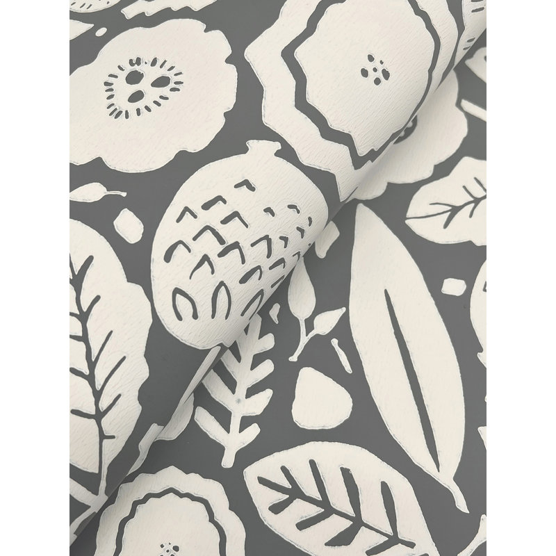 Rouleau de papier peint lisse Camille Blossom Vintage L 27 pi x l 27 po, Gris anthracite