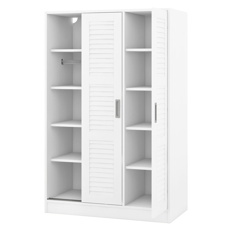 Armoire blanche à 3 portes avec tablettes de rangement pratiques - Utilitaire de chambre à coucher