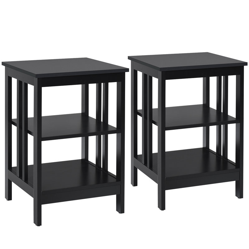 Table de chevet Marlijn, Noir, Ensemble de 2