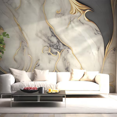 Gray Gold Marble Elegance Wall Mural