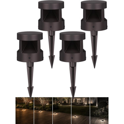 Milestone 4" Low Voltage LED Bollard Light, Short Anti-Glare Path Light, Stake or Surface Mount