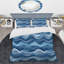 Ensemble de housse de couette Modern White Waves III - blanc et bleu-109156872