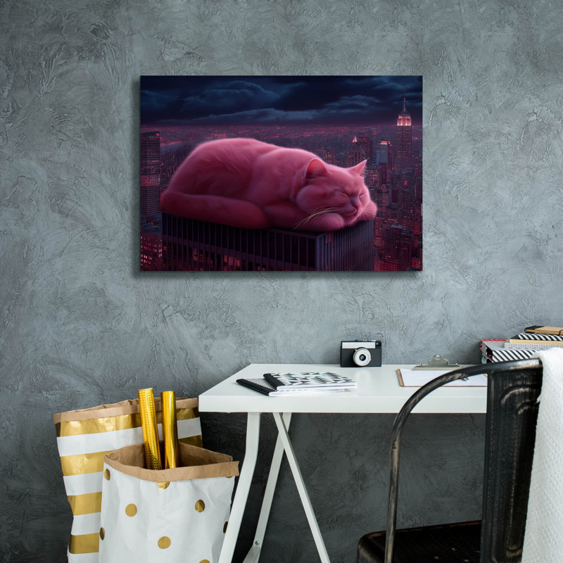 Toile épique Graffiti «Sleepy Cat» par Ann Klee, 26 po x 18 po, H 18 po x l 26 po