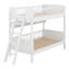 Lit superposé simple au-dessus de simple avec 3 tablettes de rangement, lit superposé en bois massif avec échelle, garde-corps, échelle pouvant être changée à gauche ou à droite-643786459