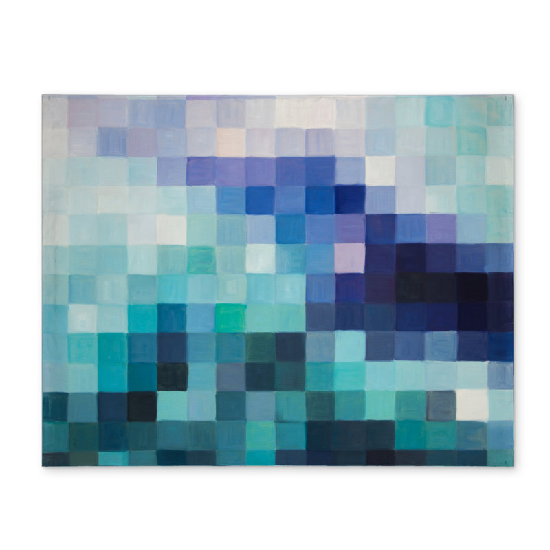 Blue Shapes Modern Polyester Placemat | Pixelized Landscape Decor