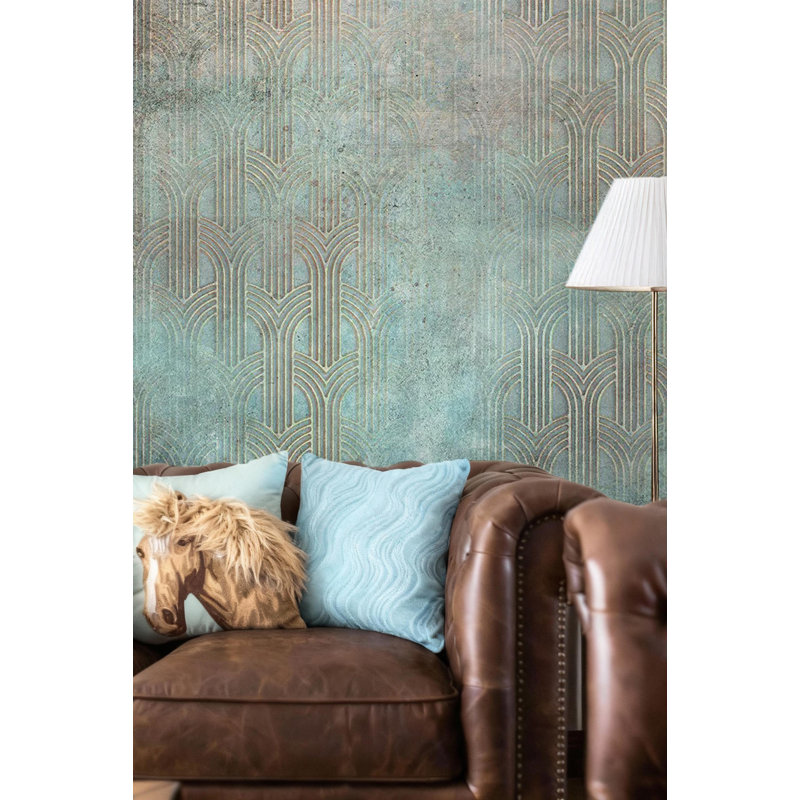 Distressed Teal Blue Texture Wall Mural | Rustic Concrete Look Wallpaper | Non-Woven or Peel and Stick, Sample, Peel & Stick