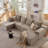 Boneless 135.4" Modular Sectional Sofa with Ottoman,Modern U-Shaped Cloud Couch with Deep Seat,Comfy Corduroy 5-Seater Sofa,Sponge Compression Cushions for Living Room,No Assembly-72800279-72800276