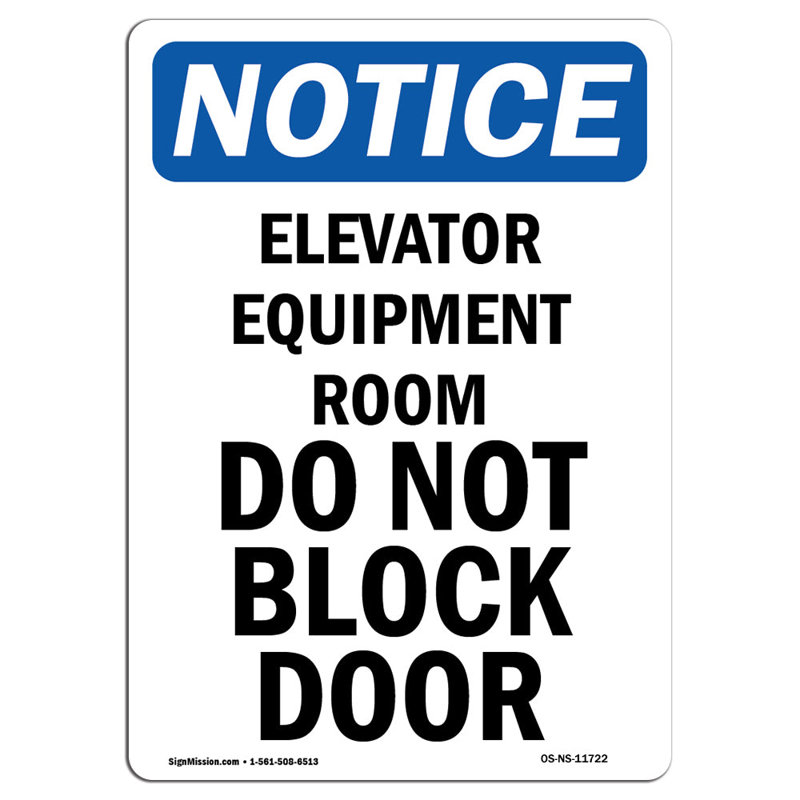 Elevator Equipment Room Do Not Sign