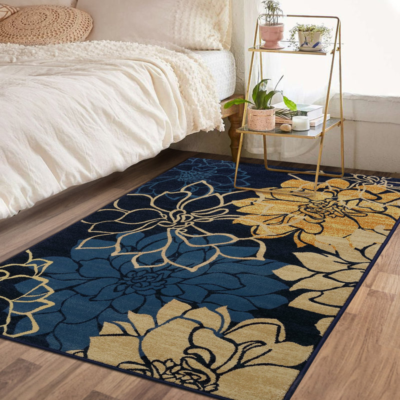 Tapis en polyester bleu, Rectangle 8 pi x 10 pi