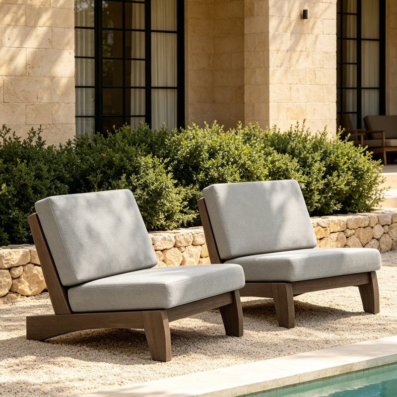 Polett 2-Piece Outdoor Seating Set with Cushions for Patio or Garden, Brown, Light Camel