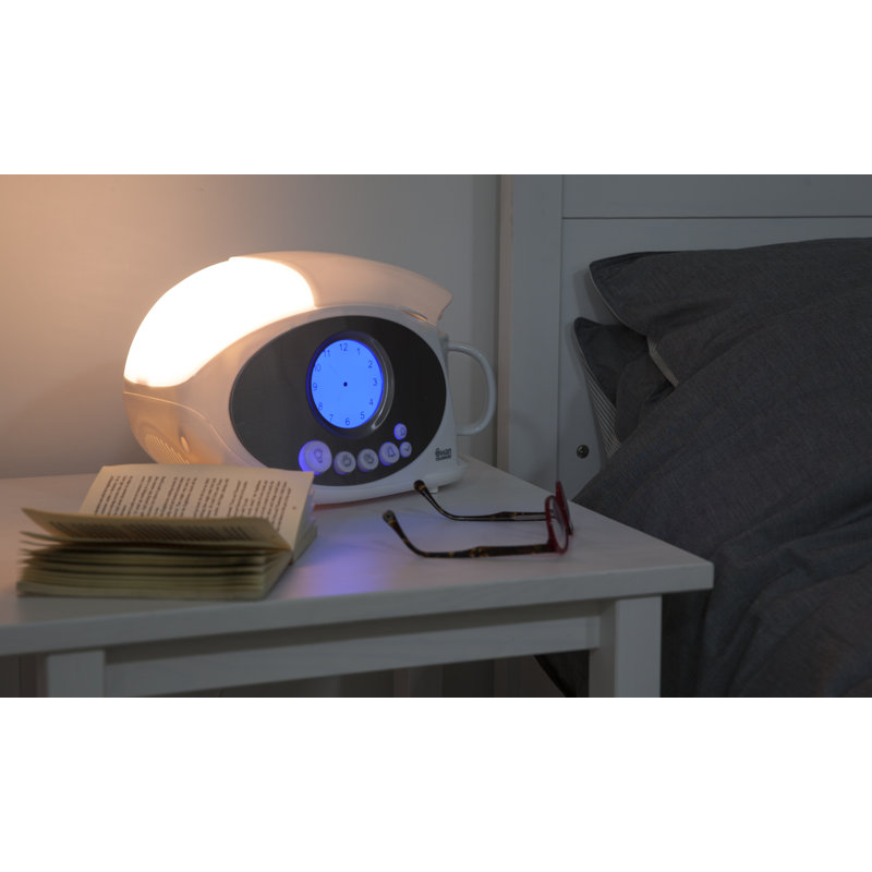 Analogue Atomic Alarm Tabletop Clock in White