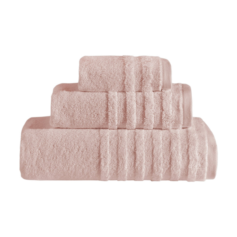 Aabidah Collection 3 Piece 100% Cotton Towel Set by SaaSoh, Shell Coral