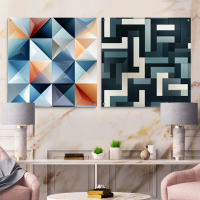 Cordellia - Abstract Geometric Acrylic Wall Art Glass Set Of 2