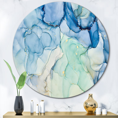 «Blue Luxury Abstract Fluid Art XXV», art mural moderne en métal