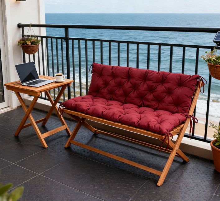 Coussin de banc / coussin de patio, Rouge, Brun
