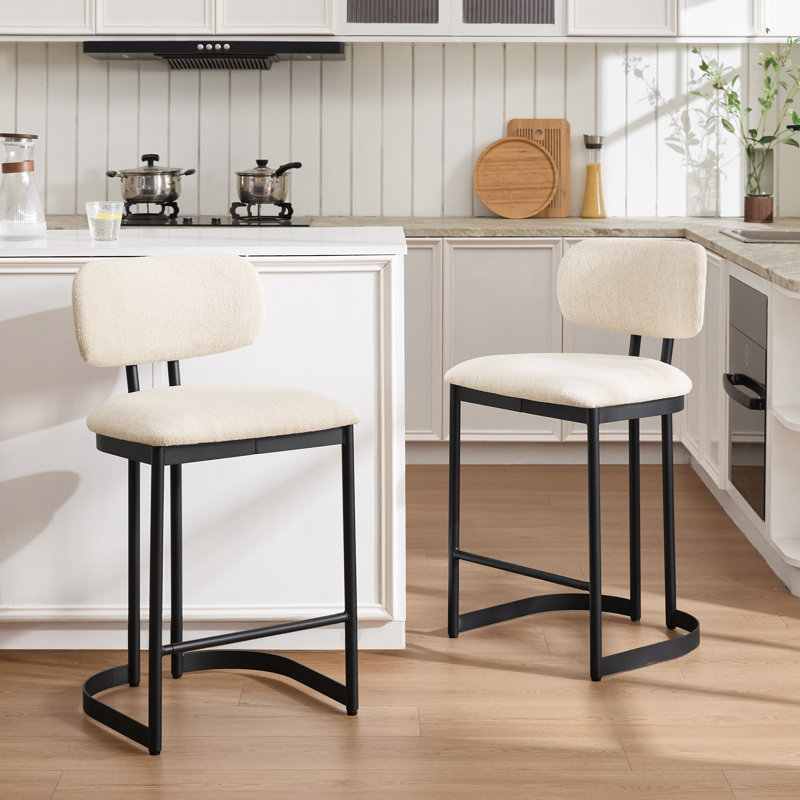 Tabouret de cuisine à hauteur de comptoir 25,6 po Modern Linen, Noir