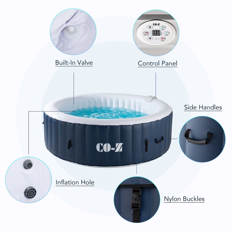 CO-Z Inflatable Hot Tub Spa Portable 130 Air Jet w Pump and Cover 4-6  Person US