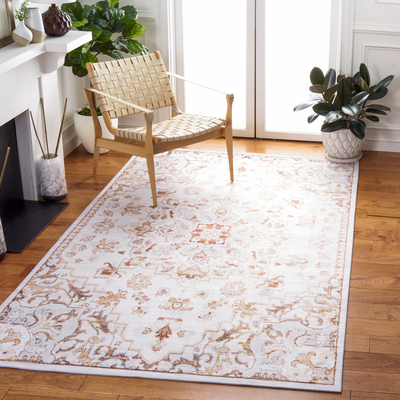 Sonia Oriental Beige/Grey Red Area Rug, Rectangle 6' x 9'