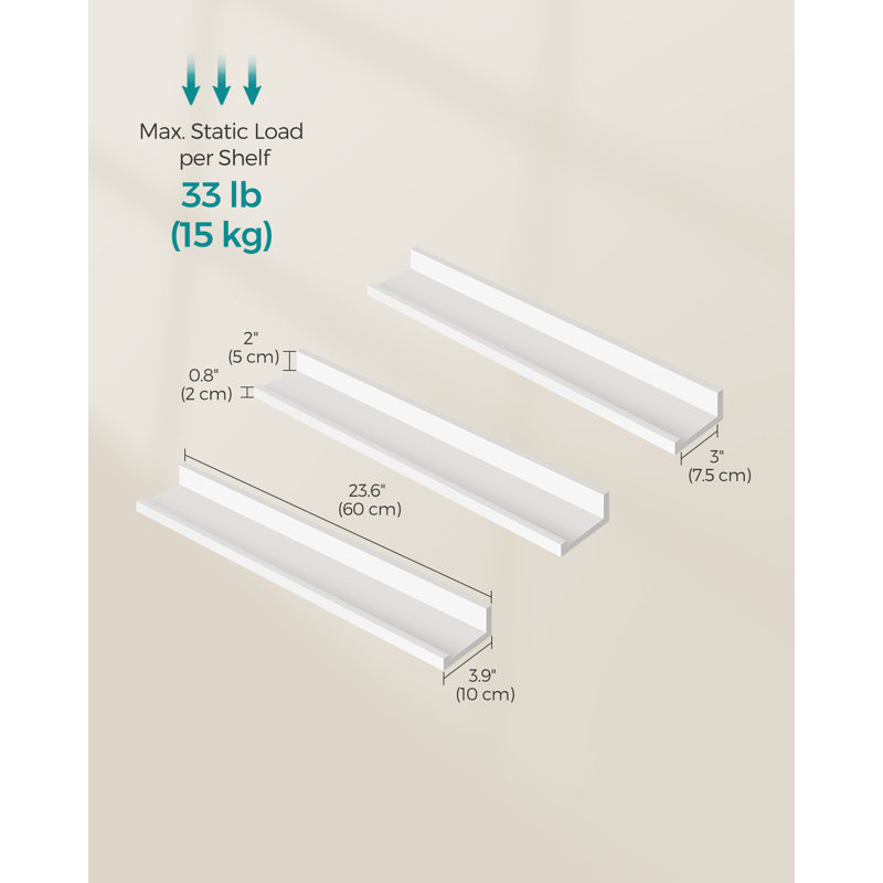 Sarmite Floating Shelf, 5cm H x 60cm W x 10cm D