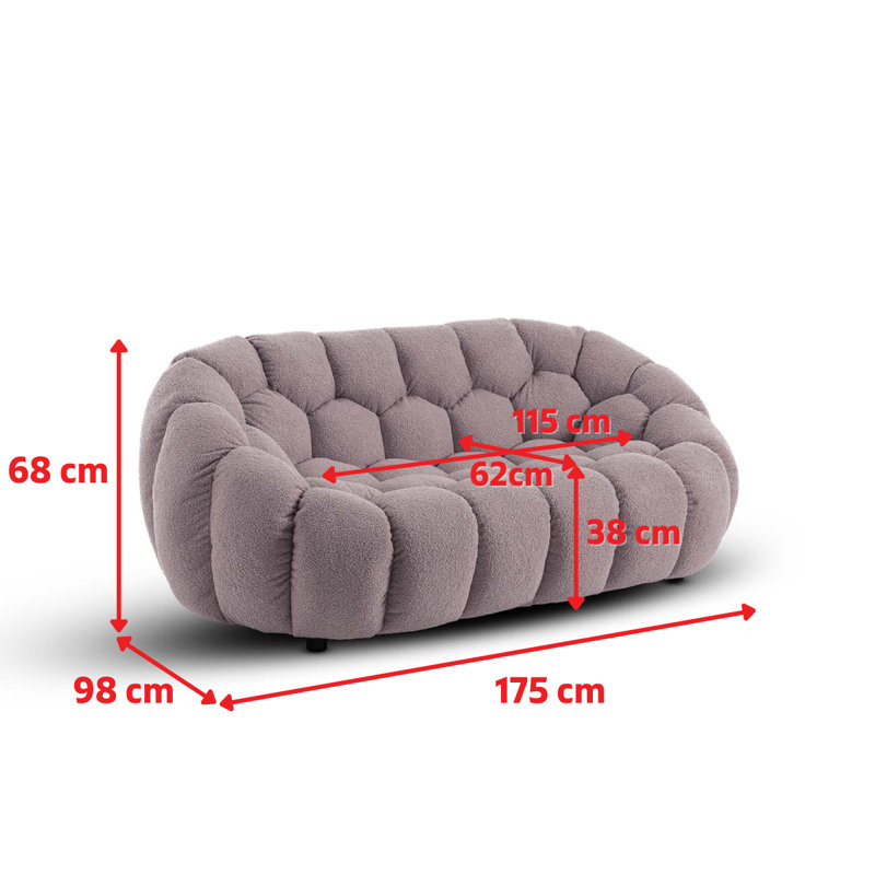 Low-Profile Boucle Brosen Sofa, White, 2