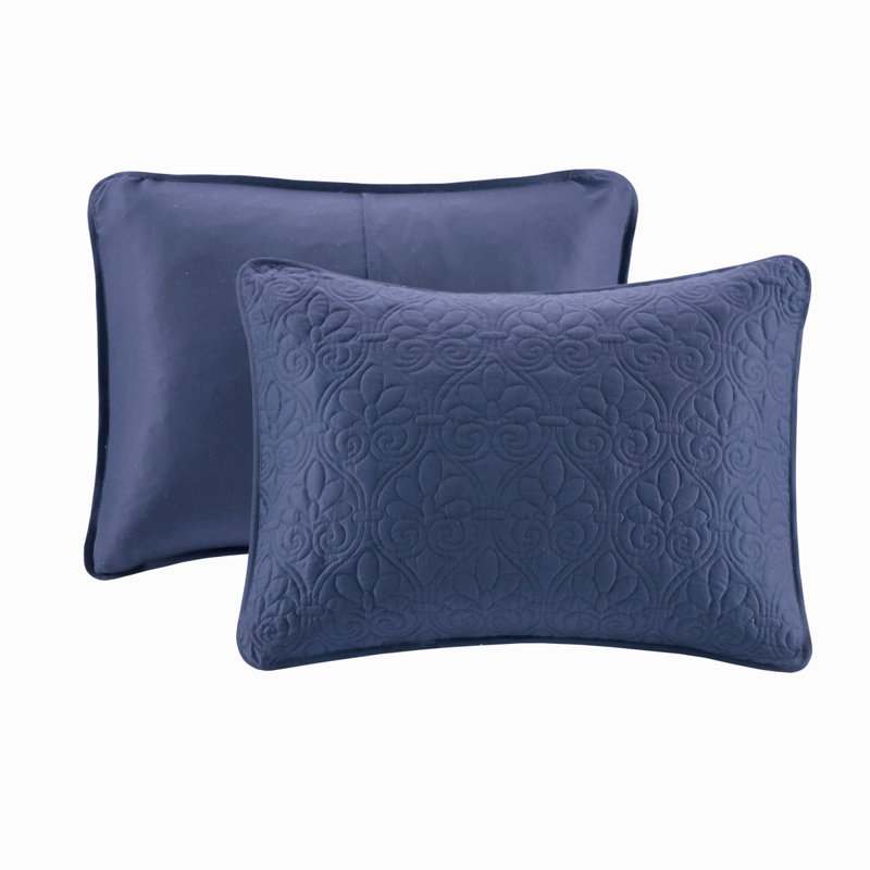 Ensemble de couvre-lit réversible surdimensionné en coton 3 pièces, bleu marine, pour lit double