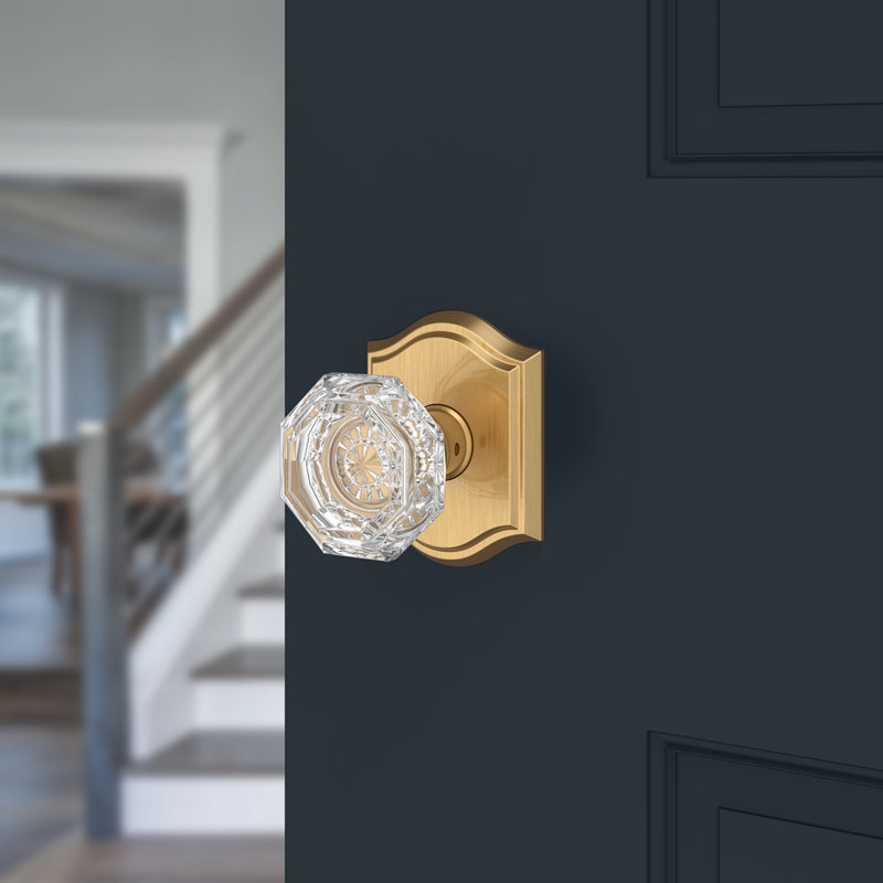 2.21875 X 2.21875 X Lifetime (PVD) Satin Brass Geometric Knob, Passage