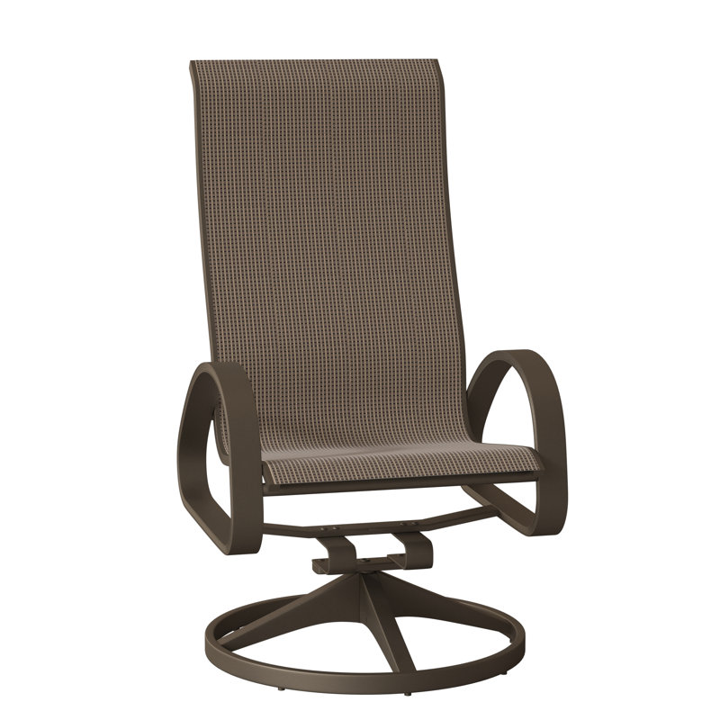 Fauteuil de patio pivotant Hiraku, Bois de plage texturé, Tweed Sunbrella® brun