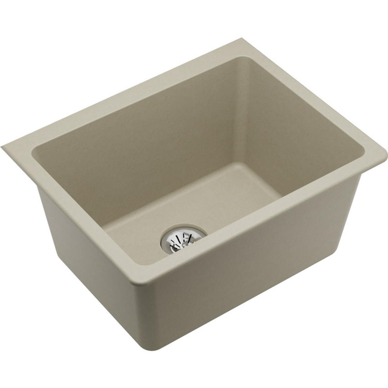 Quartz Classic 25" x 18-1/2" x 11-13/16" Undermount Kitchen Sink with Basket strainer, Bisque