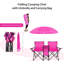 Chaise de pique-nique portable pliante portable avec table parasol et table de parasol rose