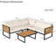 Ensemble de coin de canapé d'extérieur 4 pièces en bois d'acacia et métal | Canapé modulaire en L modulaire avec canapés gauche et droit, unité d'angle et table basse | Sièges de style industriel pour patio, terrasse ou jardin