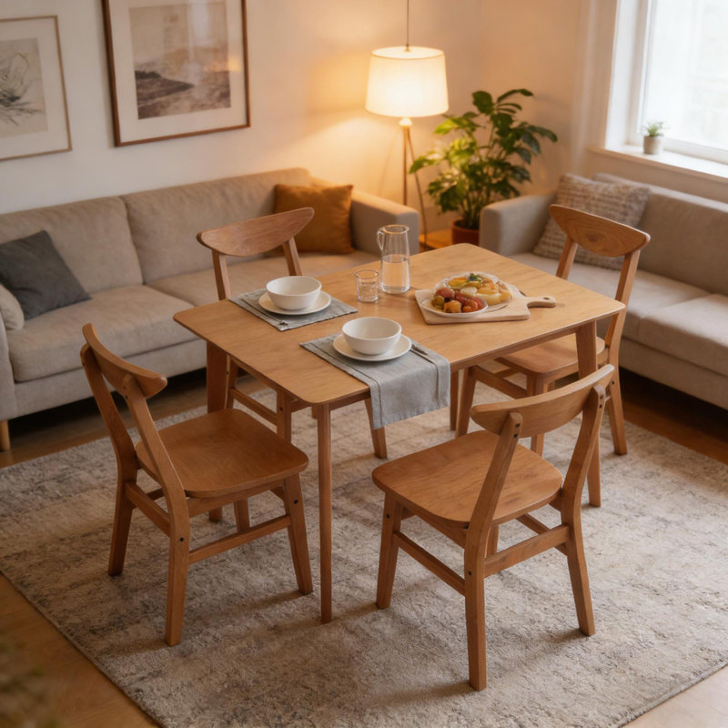 Ensemble de table de salle à manger rustique, ensemble de salle à manger en bois 5 pièces (comprend seulement 1 table de salle à manger et 4 chaises de salle à manger)