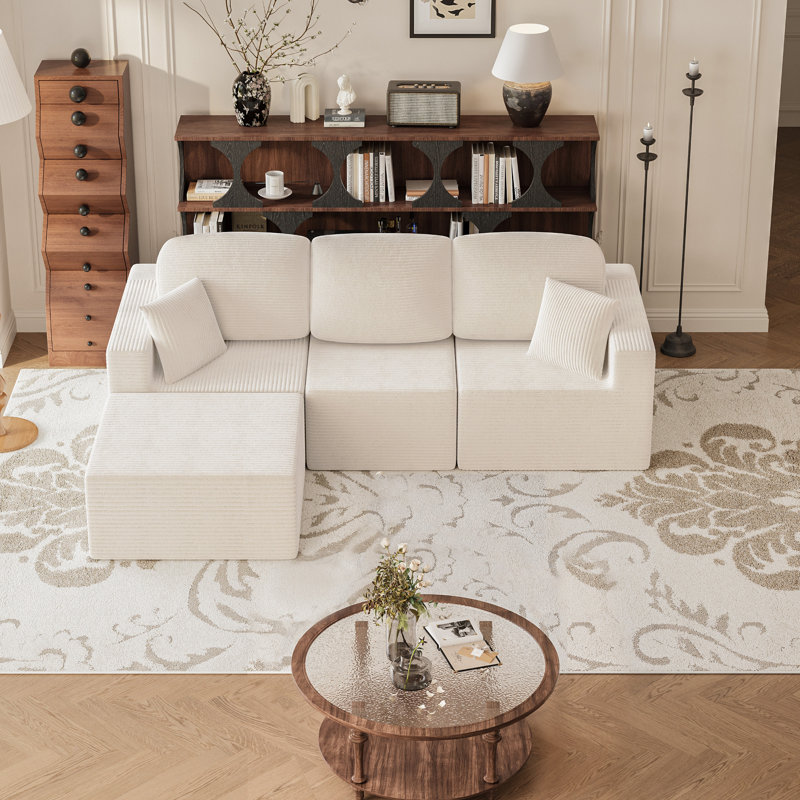 Boneless U-Shaped Modular Sectional Sofa, Cloud L-Shaped Sectional Couch with Deep Seat for Living Room Bedroom