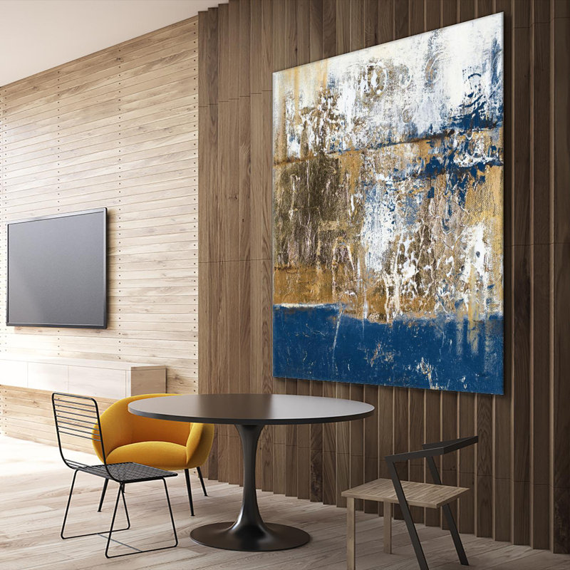 «Blue Contemporaneo», reproduction d'art sur toile géante 54 po x 54 po, H 72 po x l 72 po x P 1,5 po