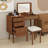 Retro Bohemian Vanity Desk with Mirror & LED Lights, Flip-Top Makeup Dressing Table with 3 Drawers & 10 Compartments Storage Vanity Set