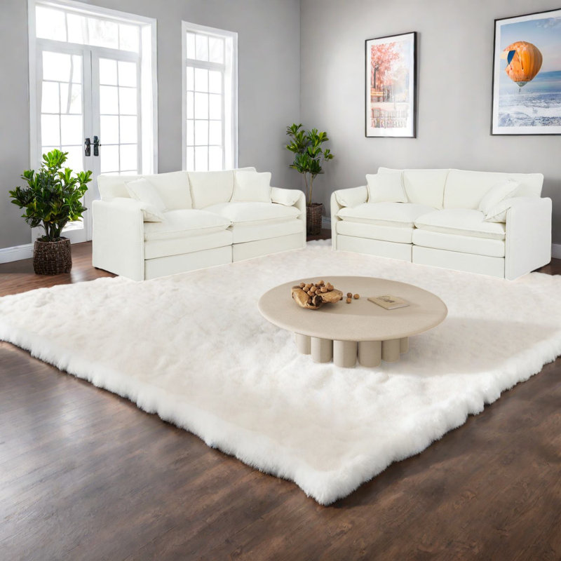 Ensemble de canapés en chenille de luxe, conception modulaire pour le confort du salon