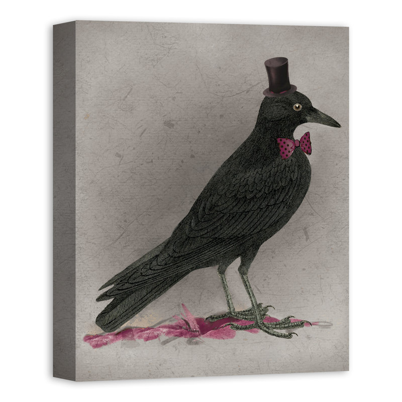 Stylish Crow - Graphic Art on Canvas, 10" H x 8" W, Canvas