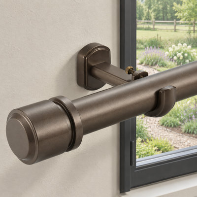 Dark Bronze Heavy Duty Large Telescoping Drapery Curtain Rod, 1 1/8 Inch Diameter and Adjustable 144 to 240 Inches (12-20ft), with Adjustable Aluminum Alloy Bracket and Solid End Caps for Windows and Patio Decoration