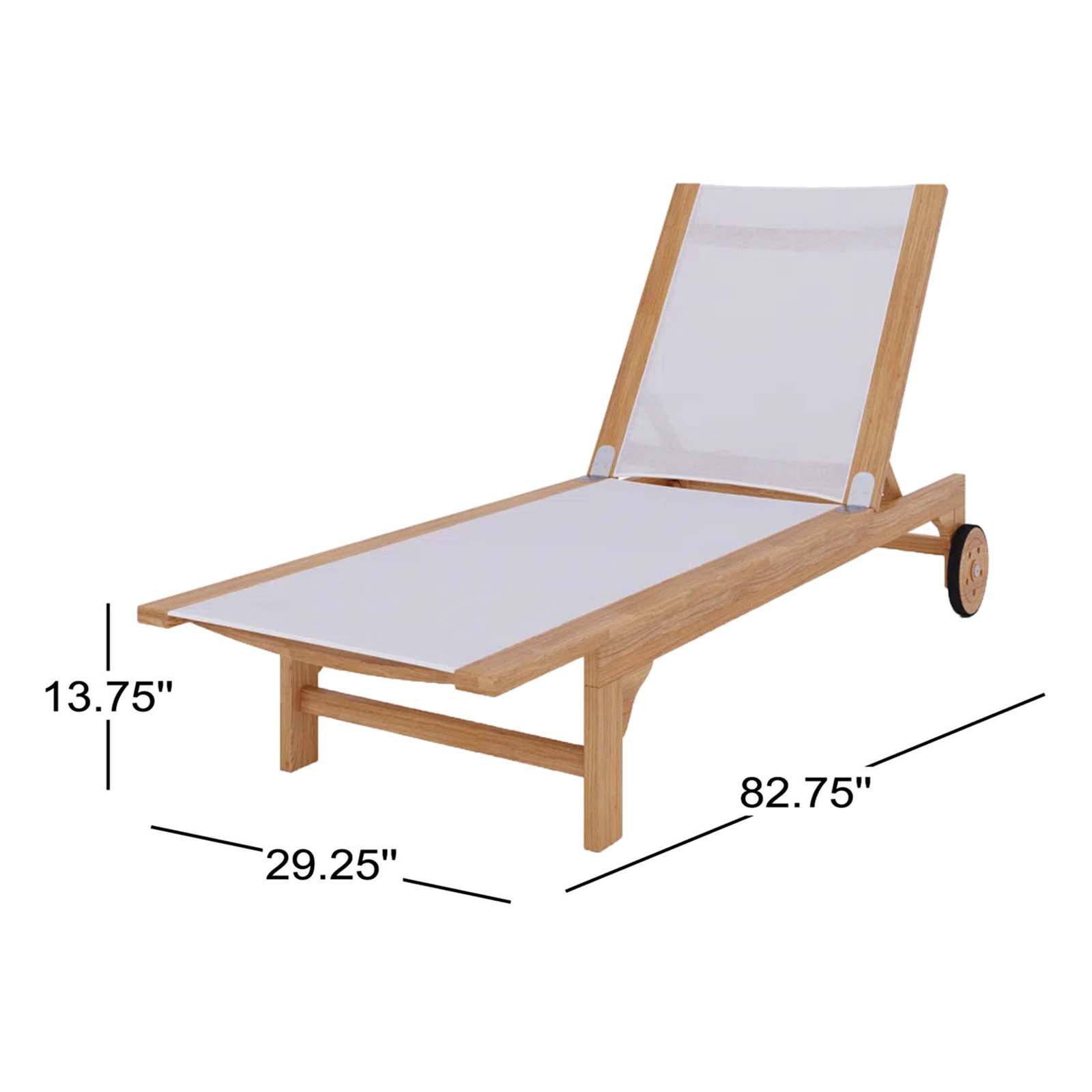 Marihelen 29" Teak Patio Chaise Lounge, White