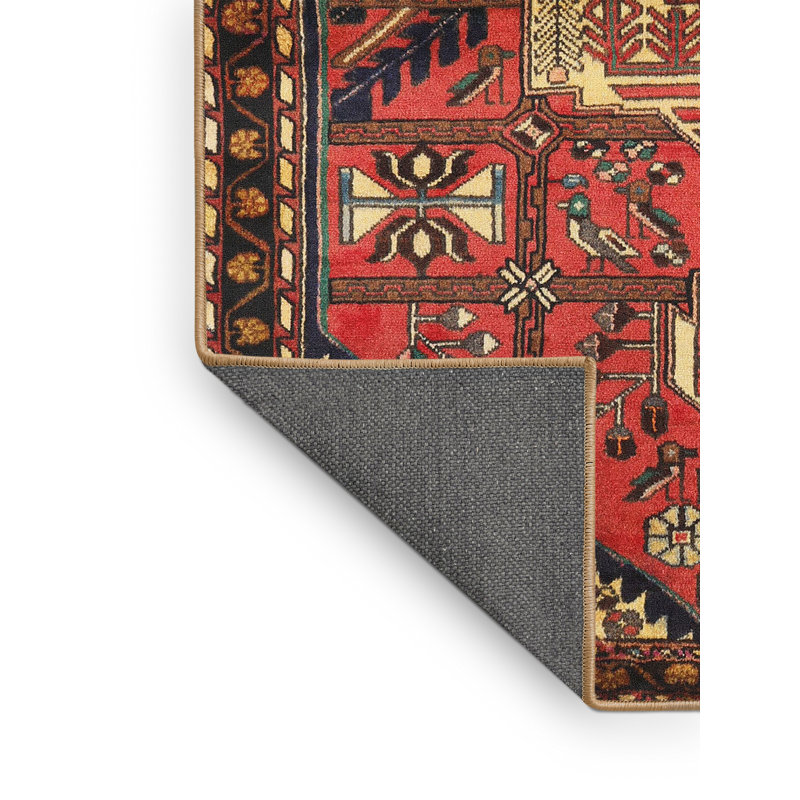 Tapis noir/rouge/beige traditionnel Bellas, Rectangle 5 pi x 7 pi