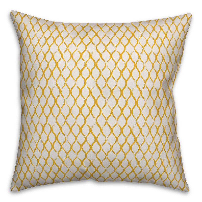  Coussin en résille, 18 po x 18 po, Blanc / Jaune